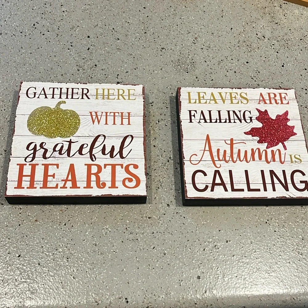 AUTUMN RUSTIC WOOD WALL DECOR SET OF TWO